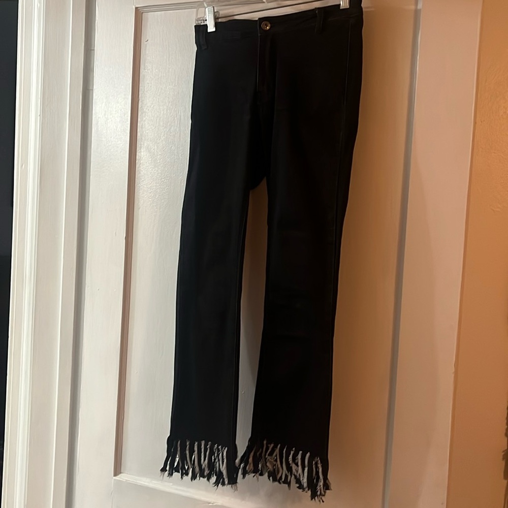 Black fringe jeans